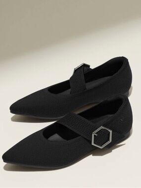 Vivaia Pointed-toe Mary-Jane Flats (Maria)- Black